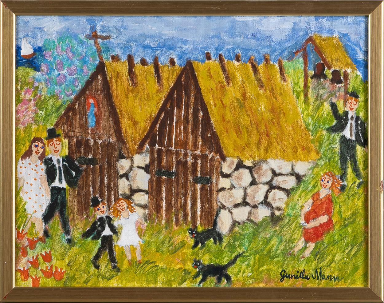 "Fiskekyrkan i Knäbäck", olja på duk.