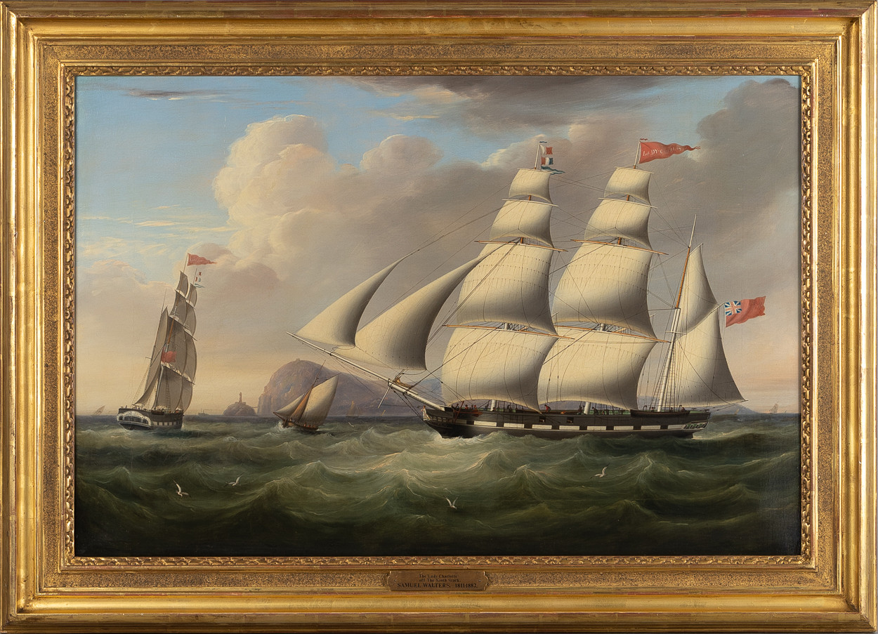 SAMUEL WALTERS, "The lady Charlotte off the south stack", olja på duk, osignerad.