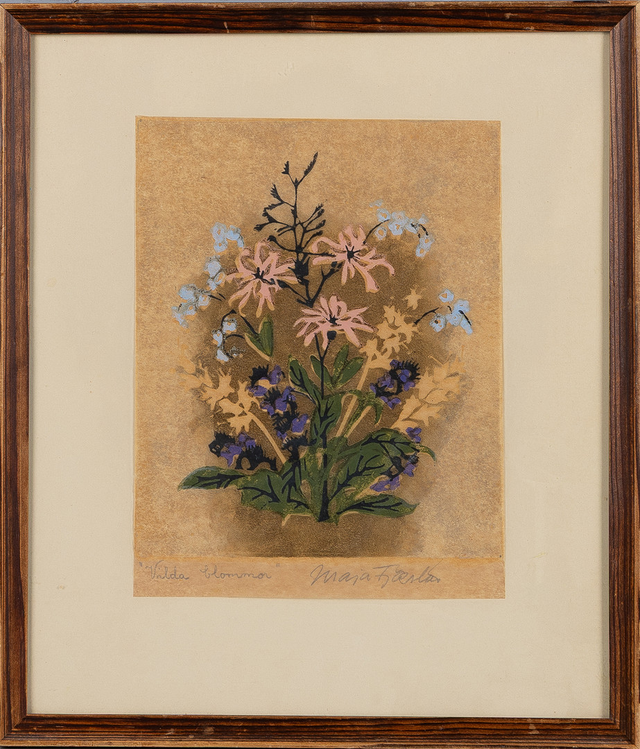 "Vilda Blommor", träsnitt.