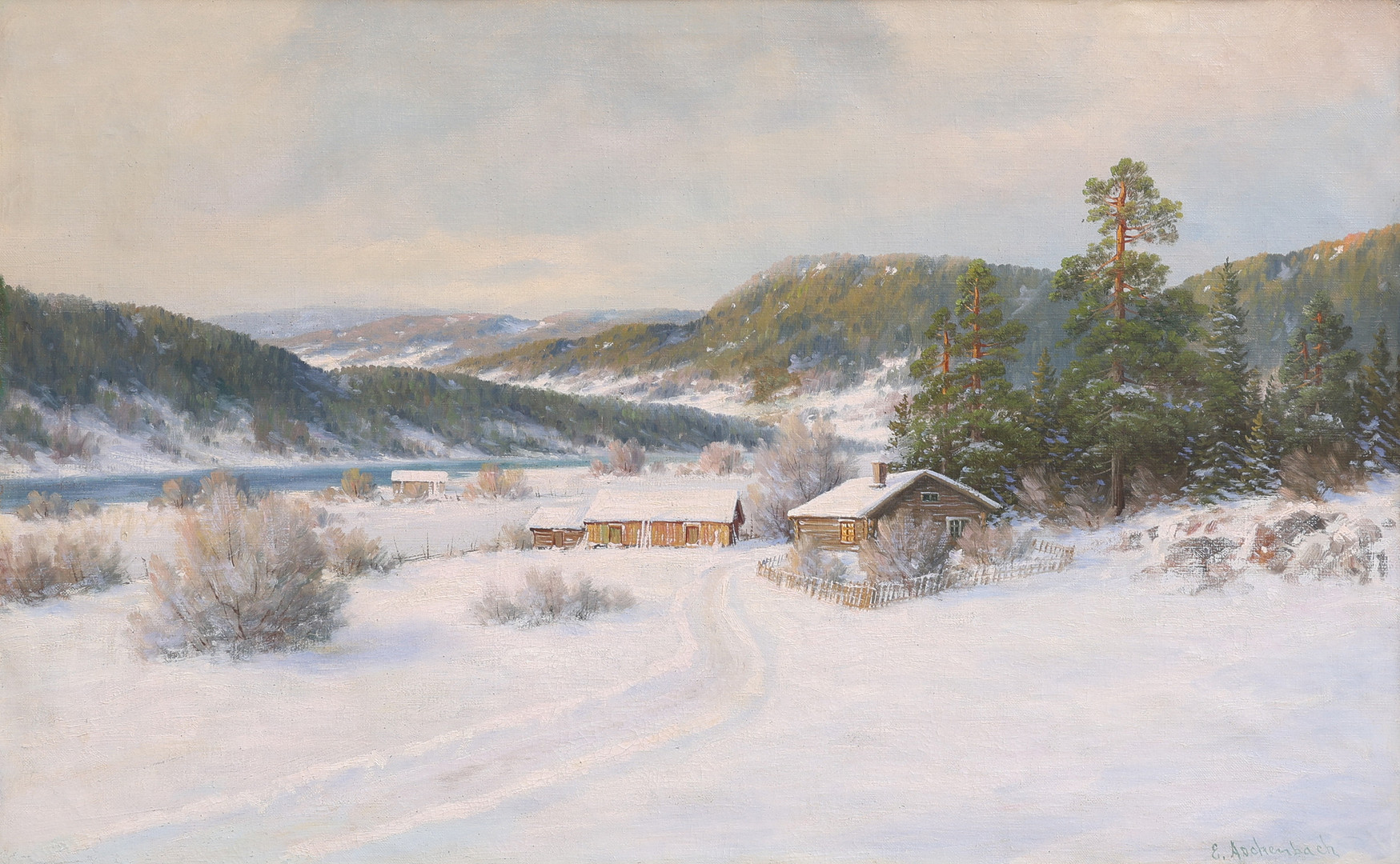 NORSKT FJÄLLANDSKAP MED GÅRD.
