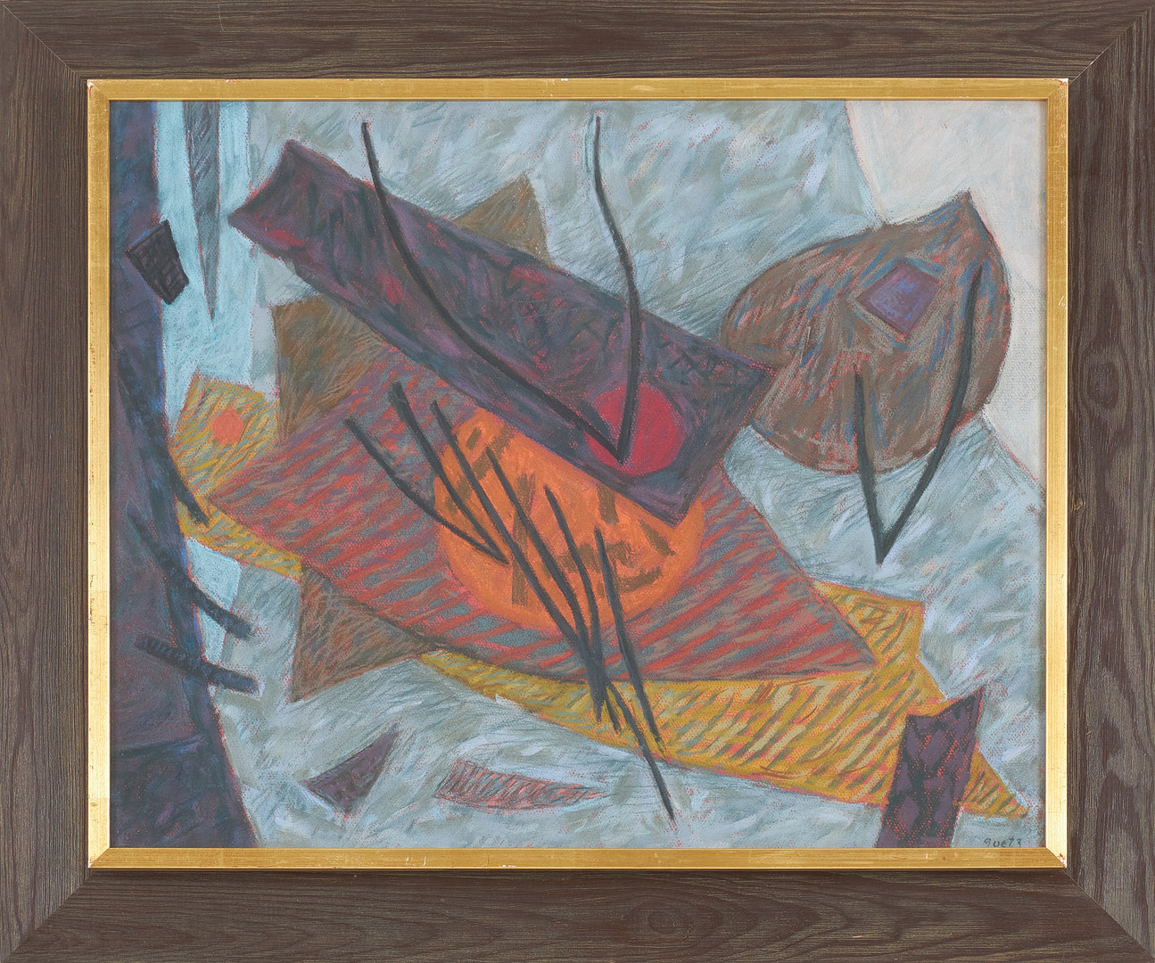 Komposition, pastell, signerad Goetz.