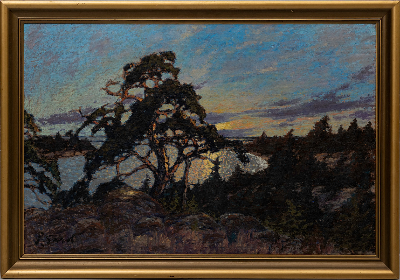 skärgårdsmotiv, olja på pannå, signerad.
