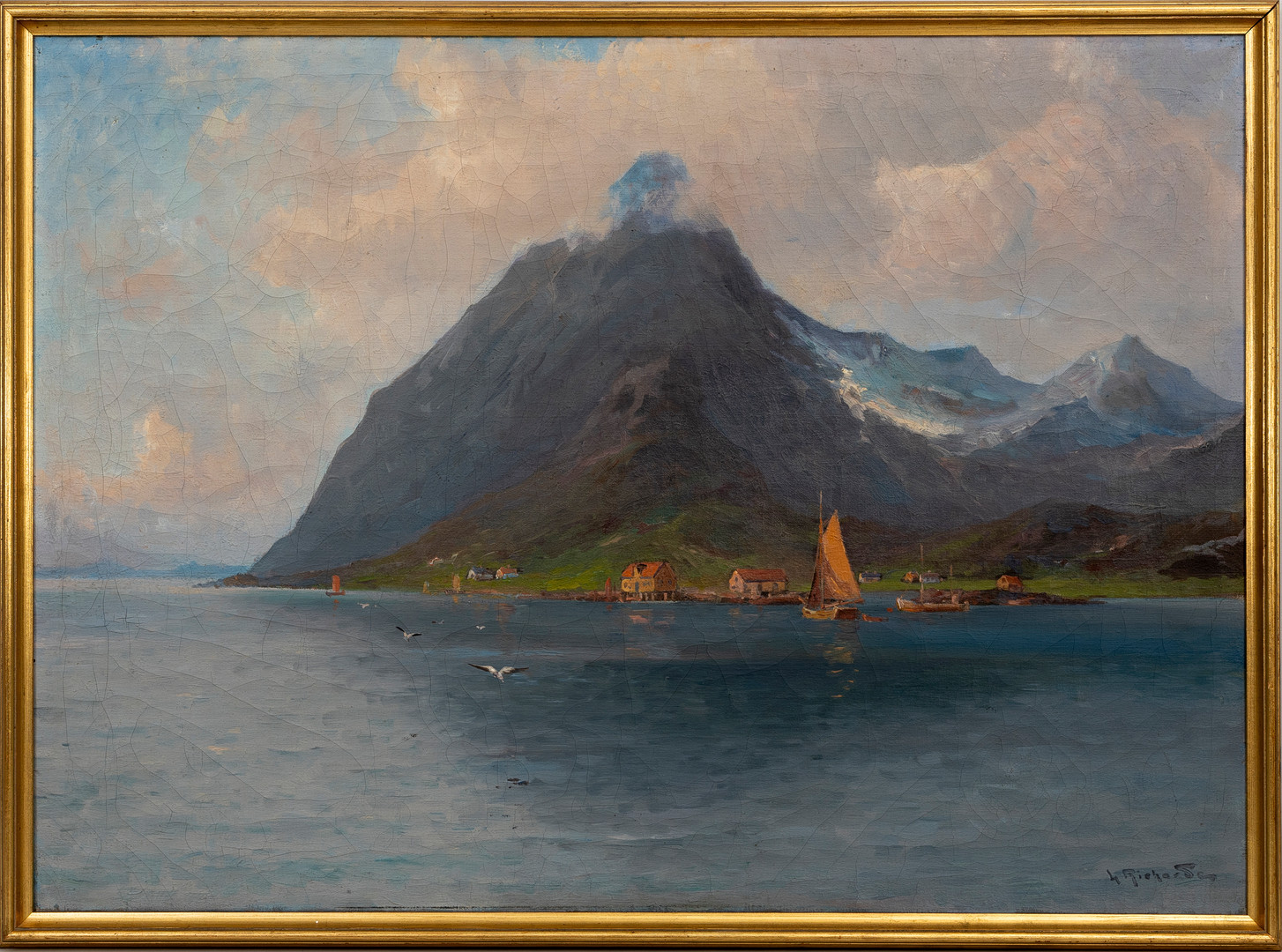"Waagakallen" Lofoten, Norge, olja på duk, signerad, titel samt datering a tergo 1919.