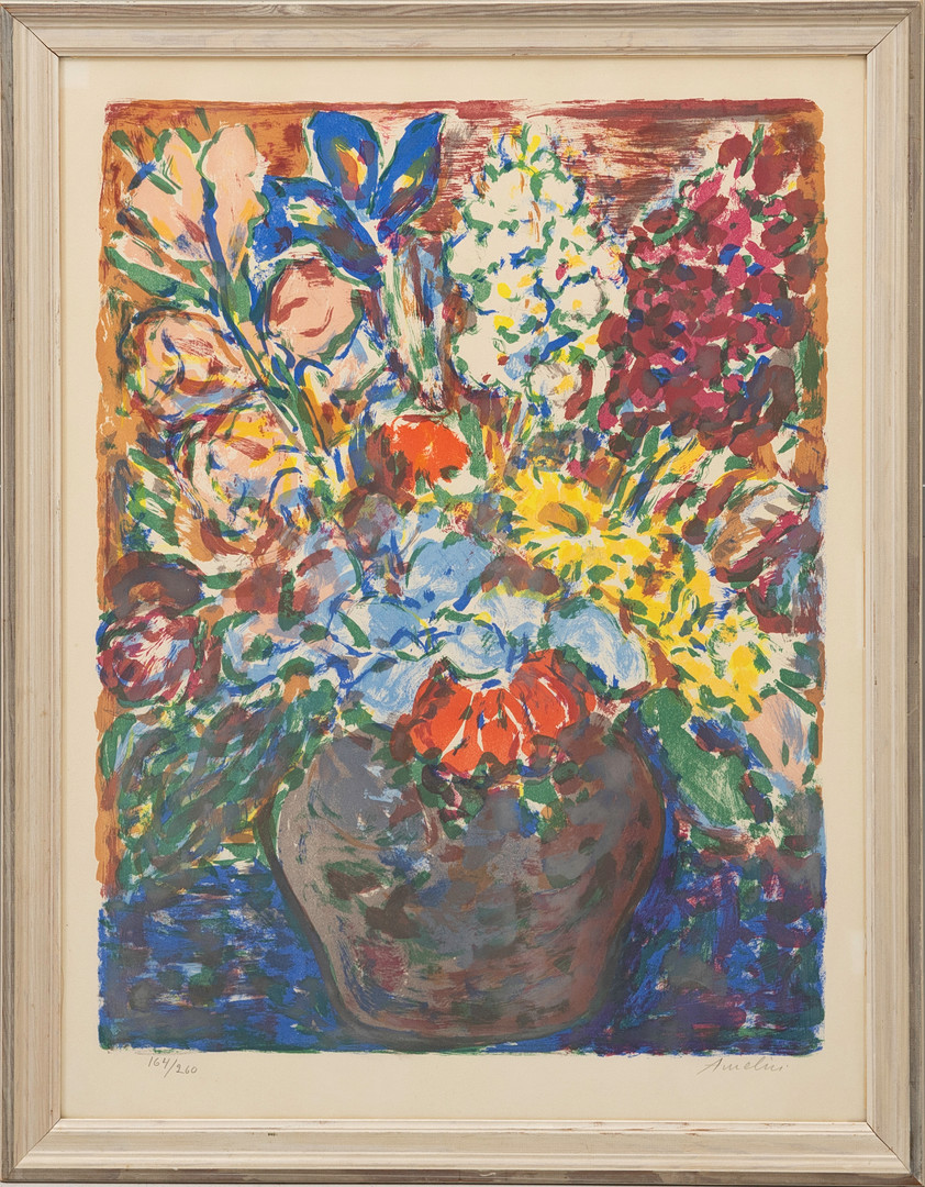 Blomsterstilleben, litografi, signerad och numrerad 164/260.
