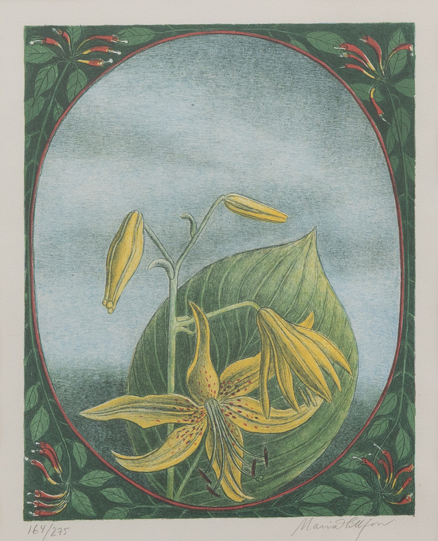 Blomma med bladverk, litografi nr 164/275, signerad.