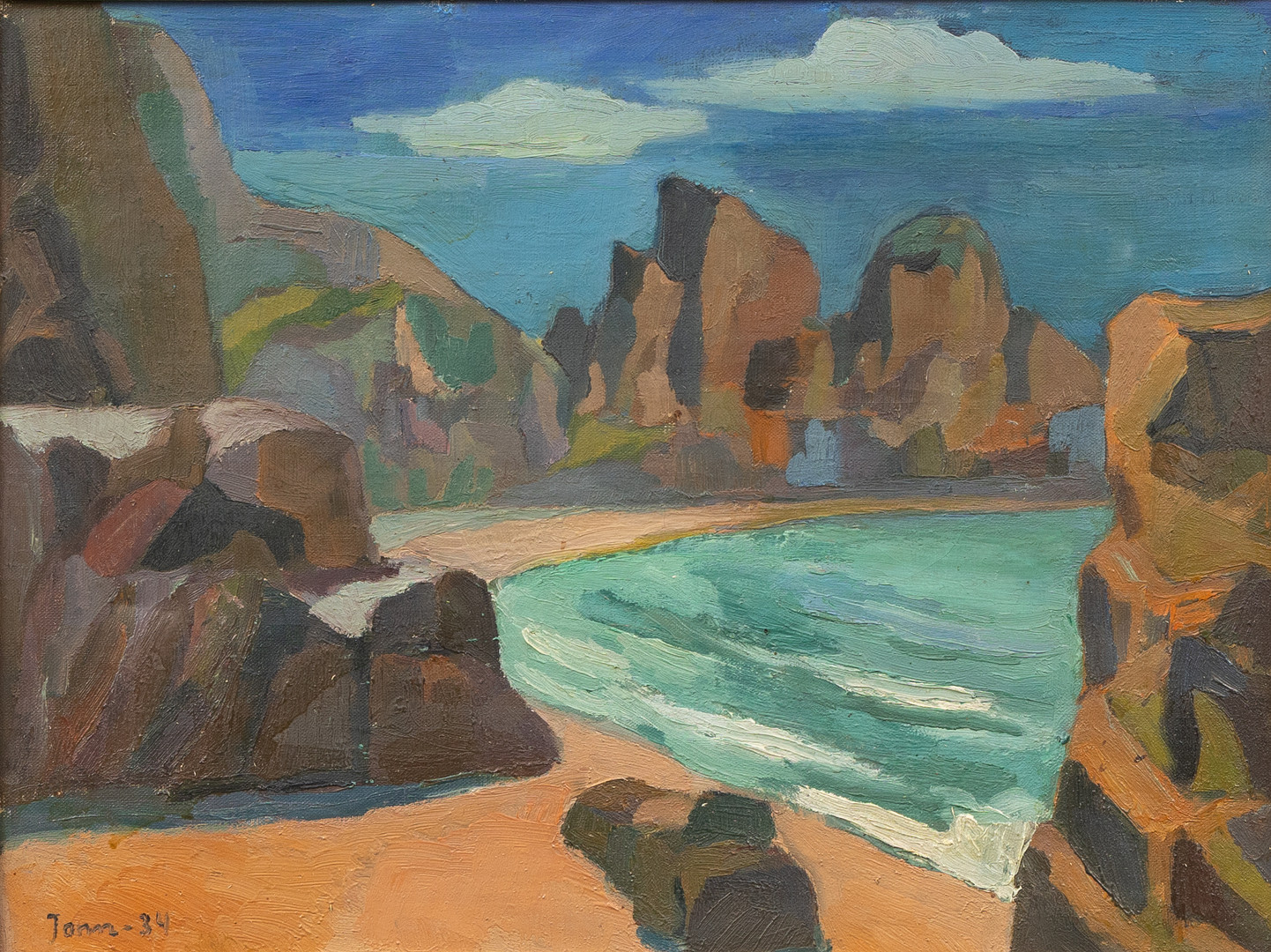 Strandmotiv, olja på duk, signerad och daterad -34.