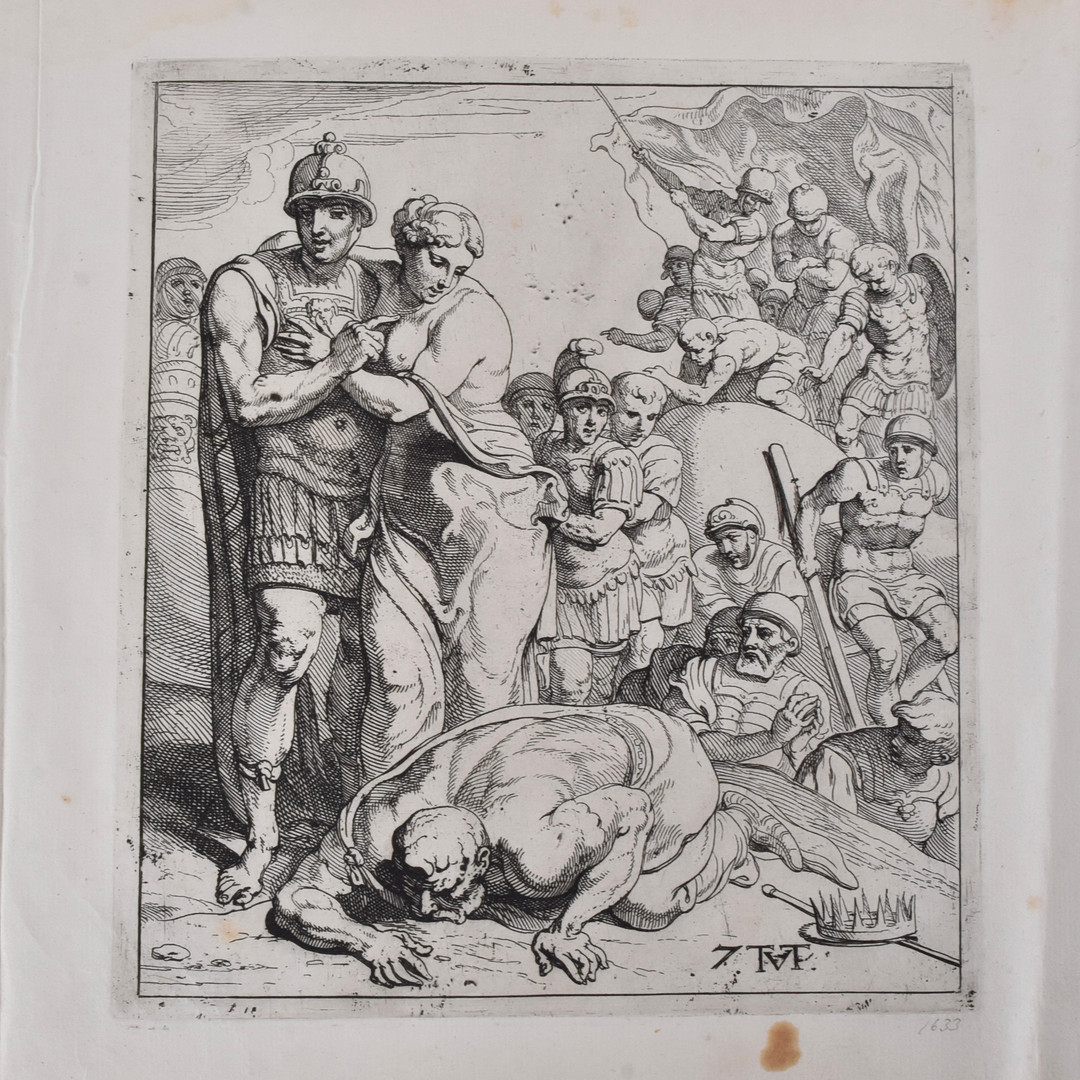 kopparstick, Agamemnon och Kassandras återkomst till Mykene,ca 1650.