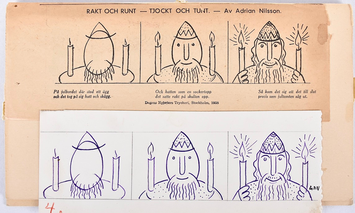 TECKNING, "BARNBILD", "Rakt och runt, tjockt och tunt".