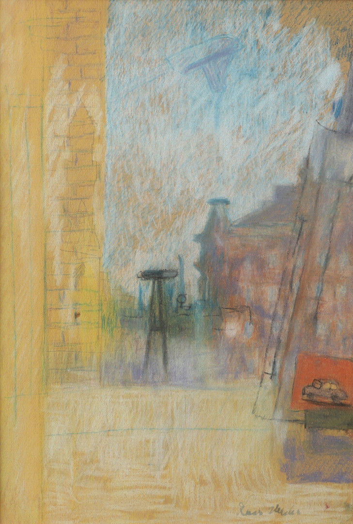Stadsbild, pastell, signerad.