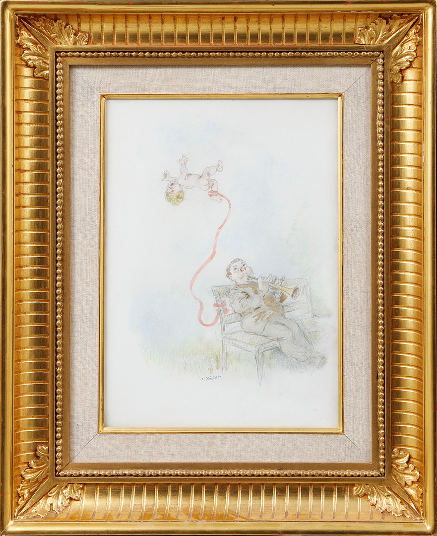 Figurscen, blandteknik, signerad.