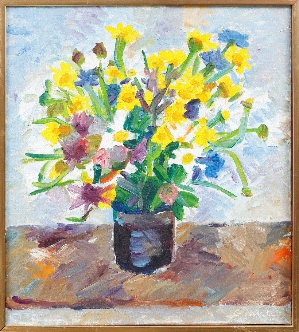 "Blommor i vas", olja på duk, signerad.