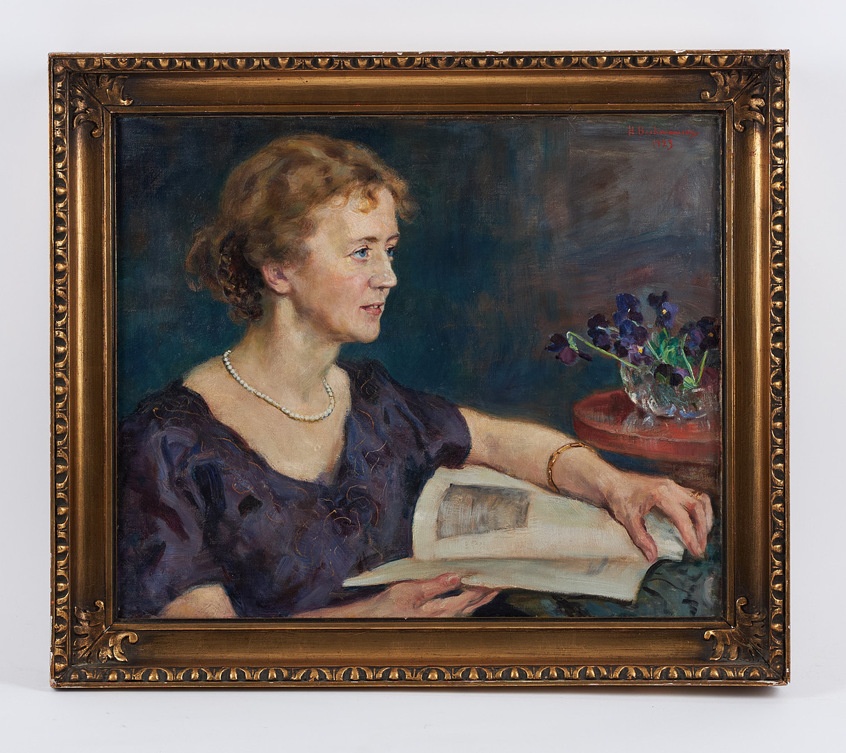 Hugo Backmansson, Kvinnoporträtt, signerad samt daterad 1923, olja på duk.