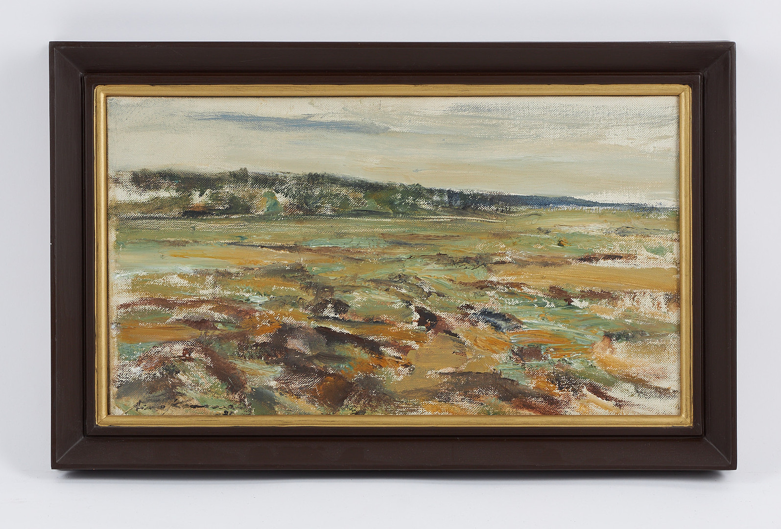 Aimo Kanerva, "Kärrlandskap III (juli)", signerad samt daterad -71, olja på duk.