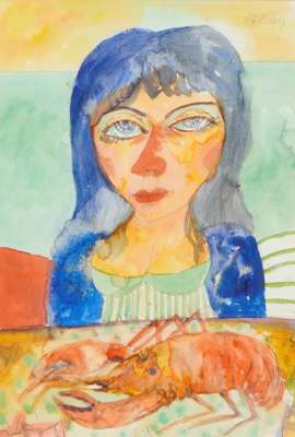 WOMAN WITH LOBSTER