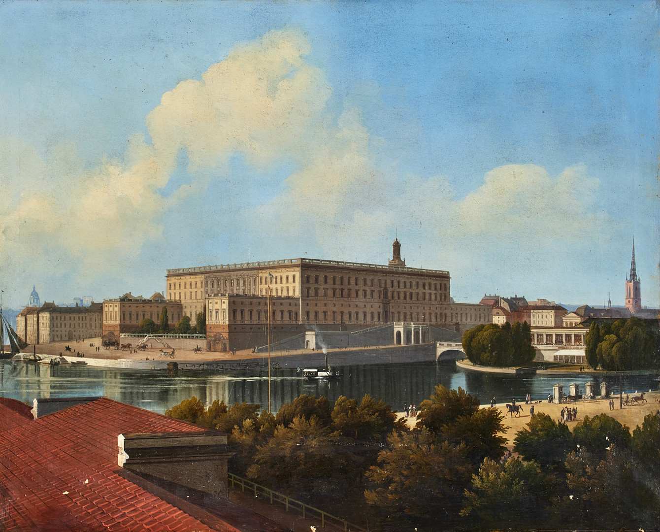 Vy över Stockholms slott och Norrström.