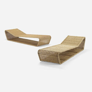 Wave chaise lounges, pair