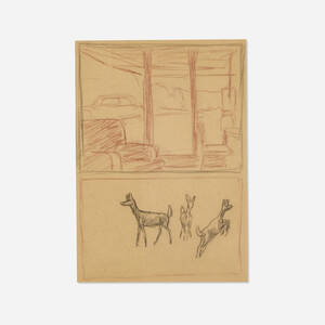 Edward Hopper, Studies of Room and Deer (double-sided)