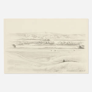 Thomas Hart Benton, Site of Fort Union, Drawn from Bodmer's Position