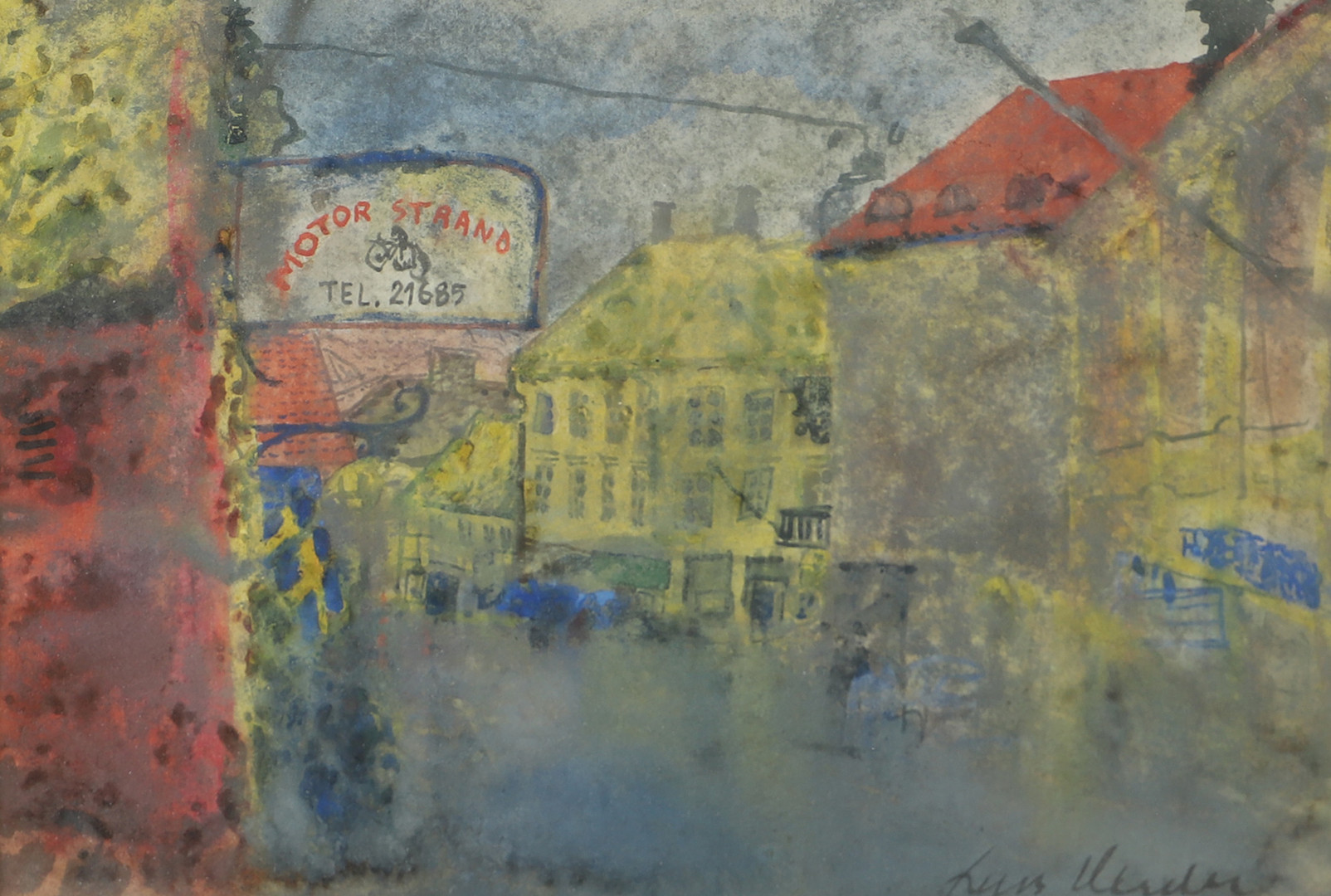 Stadsbild, blandteknik, signerad.