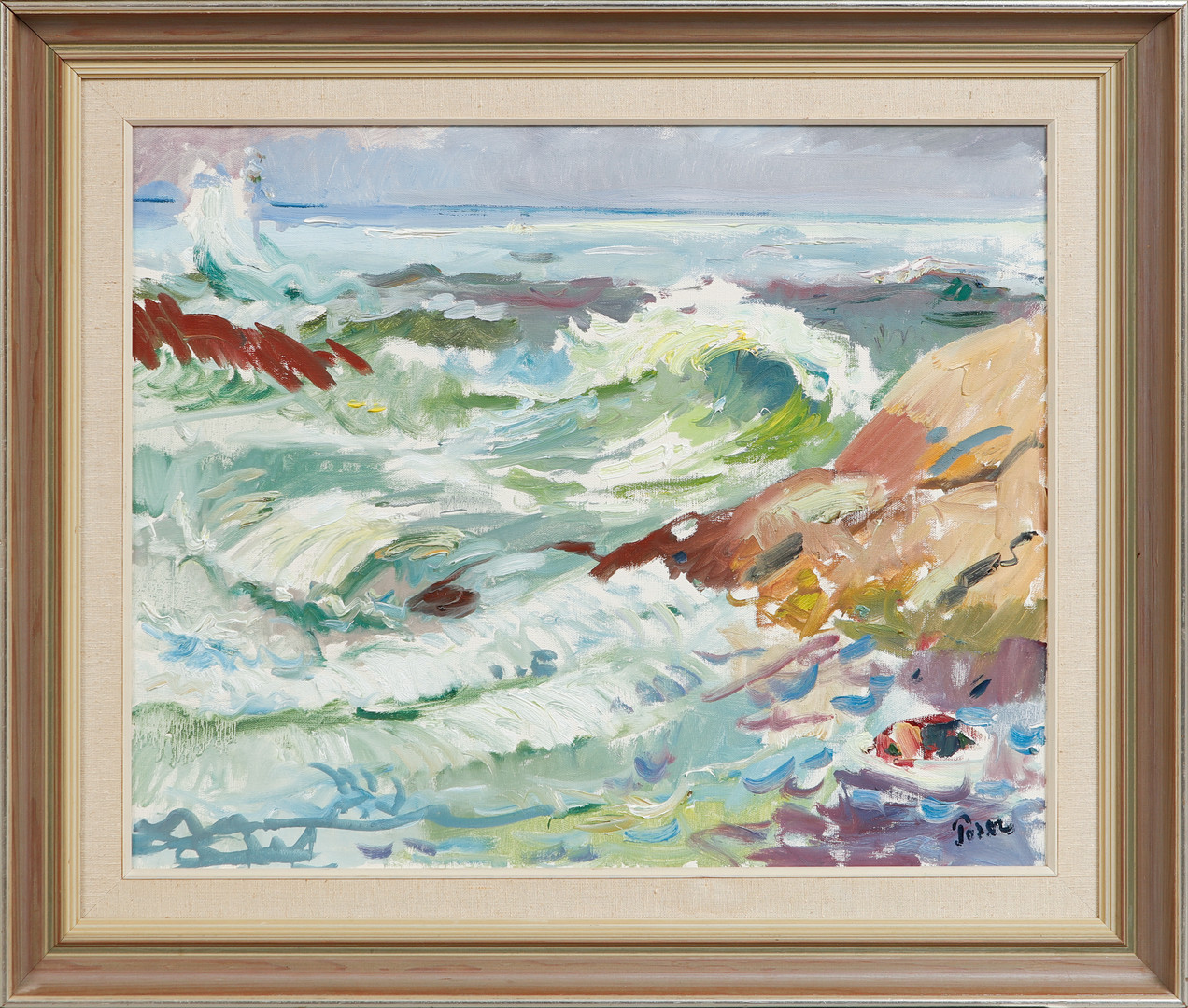"Havet i storm", Olja på duk, signerad.