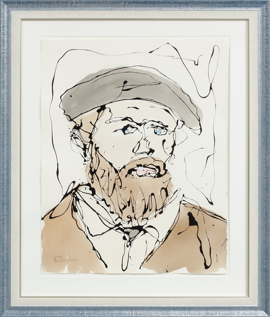 "Vincent". Blandteknik på papper, signerad.