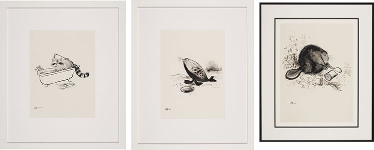 Three Works: Racoon / Seal / Beaver (0076, 0529, 0077)