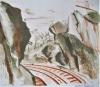 - RAILROAD CUT - ORIGINAL LITHOGRAPH - C.1950