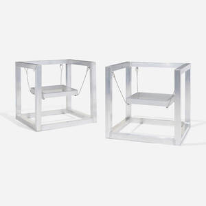 Aluminum Rauschenberg armchairs, pair