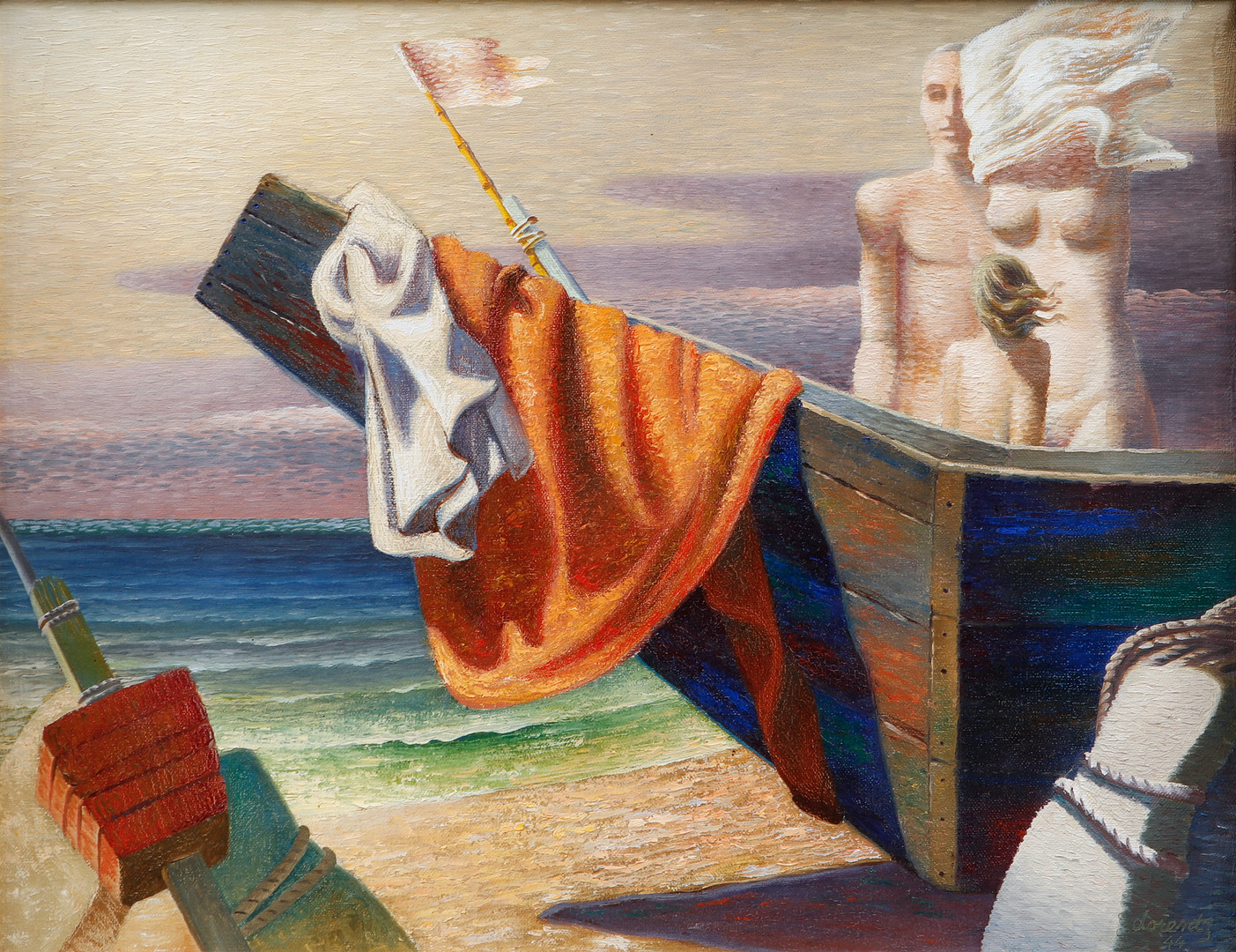 Waldemar Lorentzon, "Familj vid havet", olja på duk. Utförd 1944.
