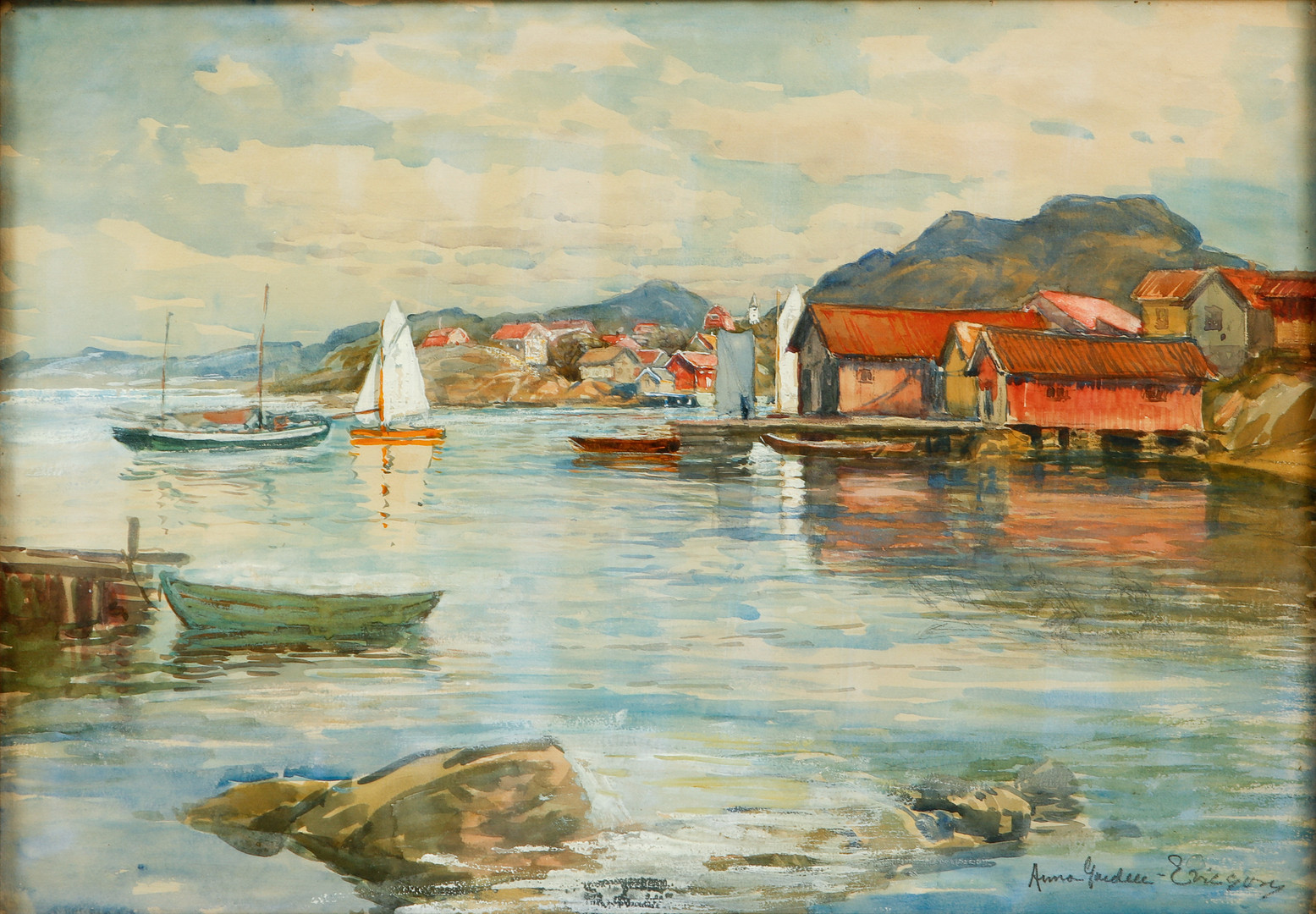 Kustbild Bohuslän, akvarell.