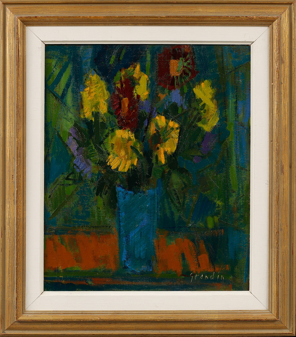 Blomsterstilleben, olja på pannå, signerad.