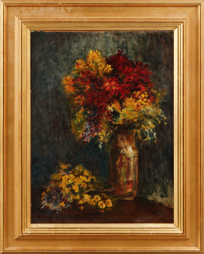 Stilleben med blommor, olja på duk, signerad N Diaz.