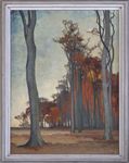 Karl Decker, Huile sur toile, "Hohe Buchen", signée en bas à droite "K. Decker", désignée au verso sur un autocollant en papier d'une autre main, env. 115x80,5cm, encadrée (129x92cm), vernis, retouchée, usure mini