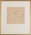 Dessin à la plume sur papier, "Figur mit ausgestreten Armen", signé en bas à droite en Sütterlin "Hubbuch", env. 32x32cm (monté), encadré (66,5x56,5cm), papier bruni