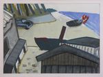 Oskar Manigk, Acrylique sur papier, "Am Strand von Usedom" (2005), signé en bas à droite "Manigk" et daté, env. 78,5x108,5cm, encadré (85,5x114,5cm), minimalement frotté