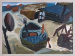 Oskar Manigk, Acrylique sur vergé, "Altes Boot" (2005), signé en bas à droite "Manigk" et daté, env. 78,5x108,5cm, encadré (85,5x114,5cm), minimes éraflures