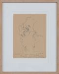 Dessin au stylo à bille sur papier, "Selbst im Profil" (1986), avec texte dédicacé, signature et datation dans la marge inférieure, env. 27,5x20,5cm (derrière passe-partout), encadré (45,5x36,5cm)