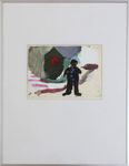 Gouache sur papier, "Zuhause" (1995), non signé, env. 20x28,5cm (monté), encadré (66x51cm), traces de saleté, papier légèrement abîmé