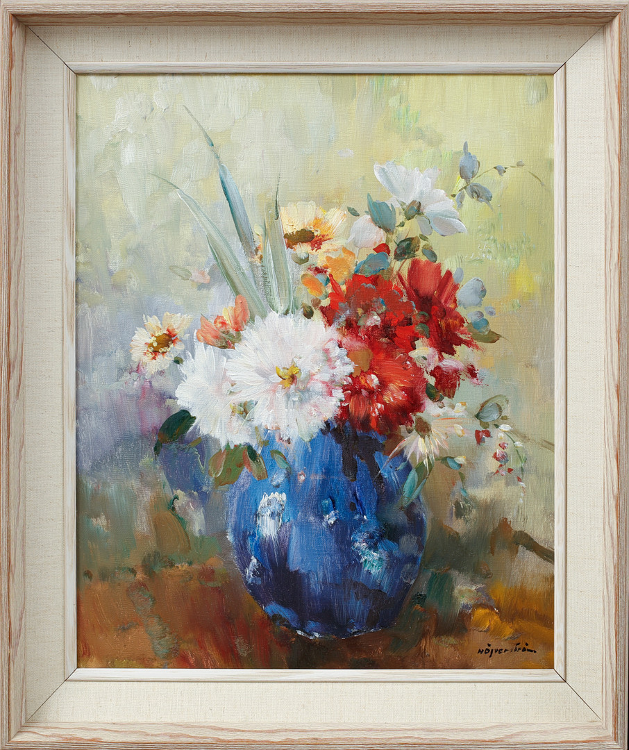 Blomsterstilleben. Olja på duk, signerad.