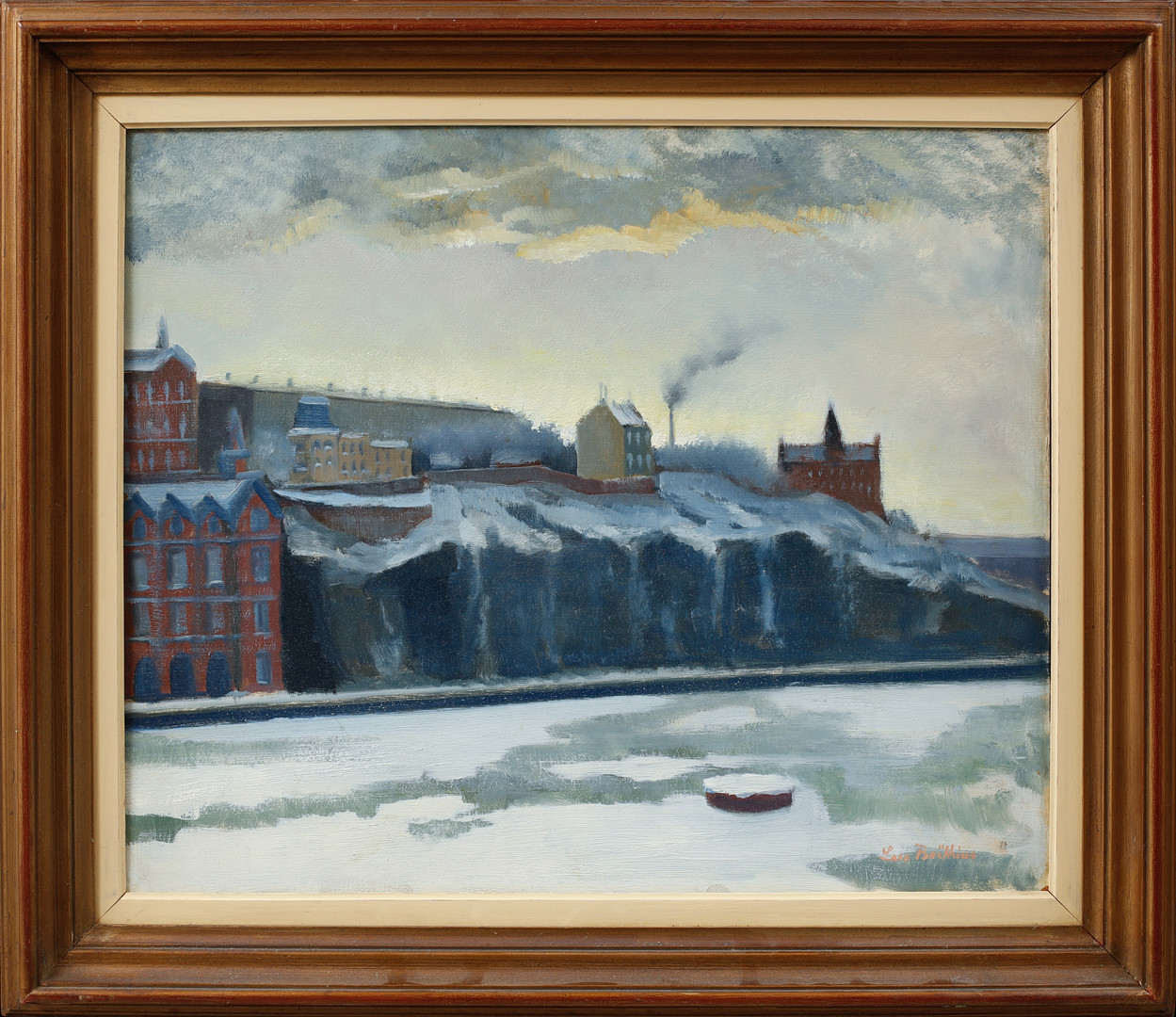 Stockholmsvy. Olja på pannå, signerad.