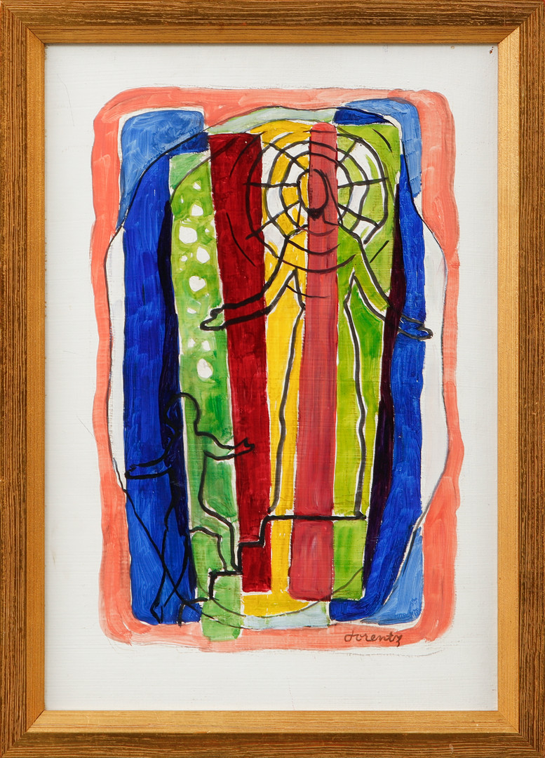 Waldemar Lorentzon, "Möte", olja på pannå, signerad.