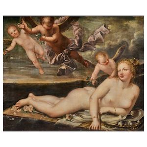 Pietro Liberi (Padua circa 1614-1687 Venice) Venus with putti and surrounded by flowers and jewels