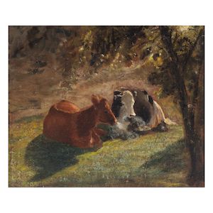 John Constable R.A. (East Bergholt 1776-1837 London) Landscape study with cows