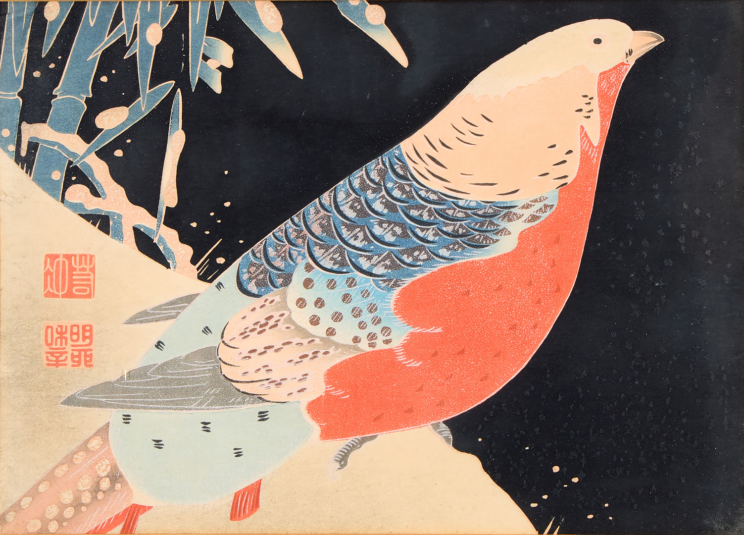 Itō Jakuchū, EFTER. "Gold phesant in the snow".