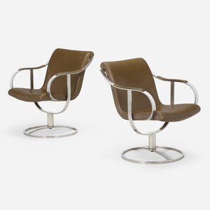 Swivel armchairs, pair