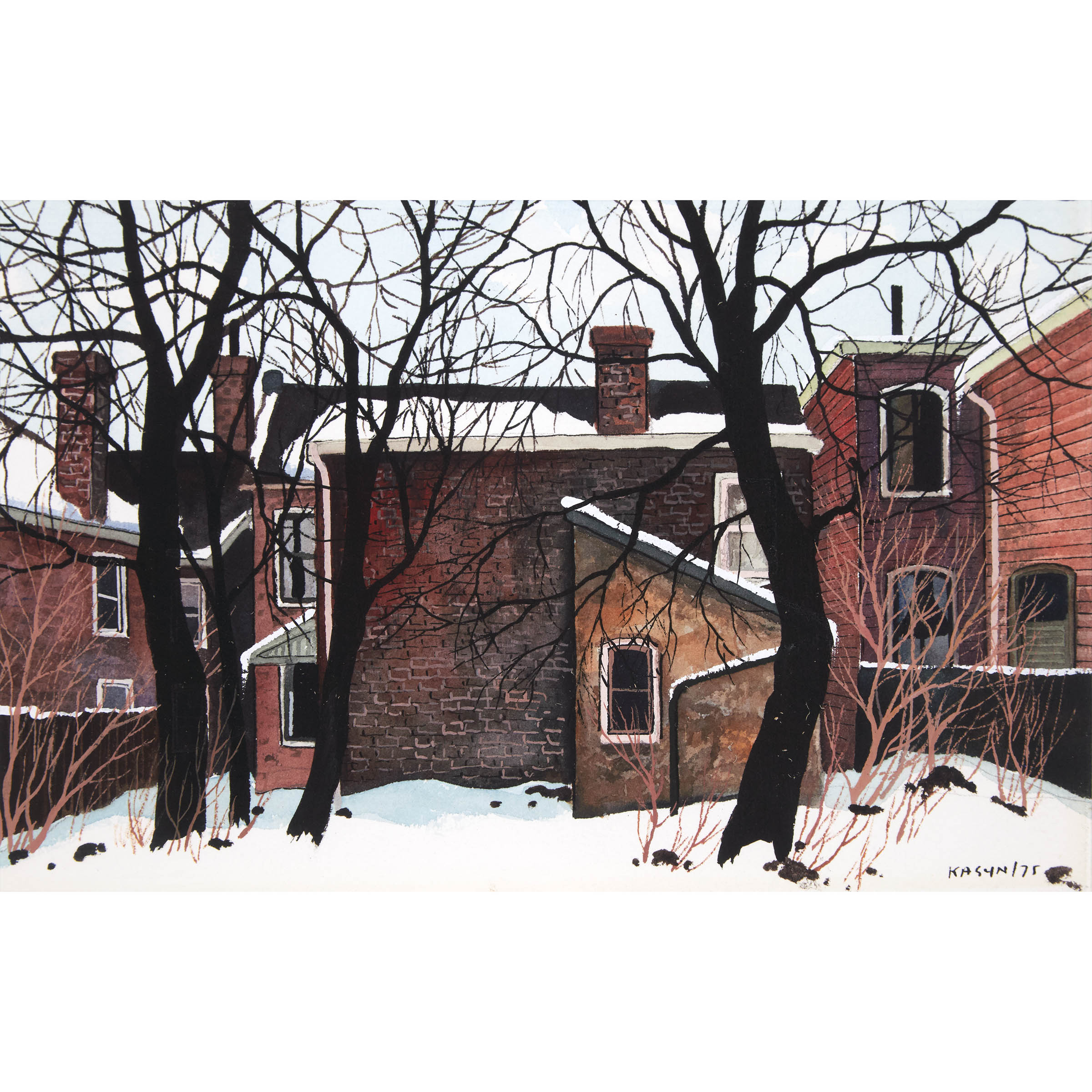 Bright Street Yard with Trees