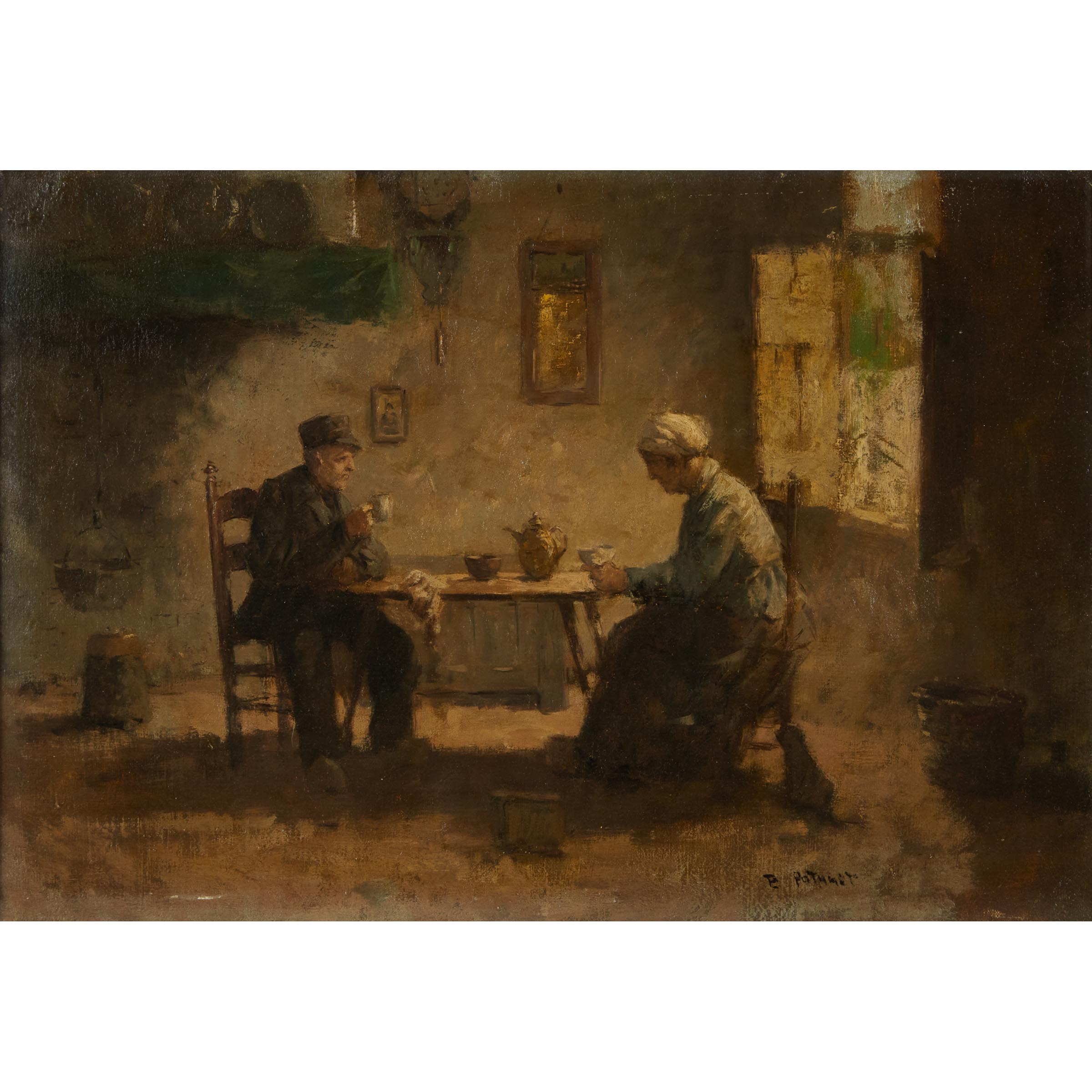 A Country Couple at a Table