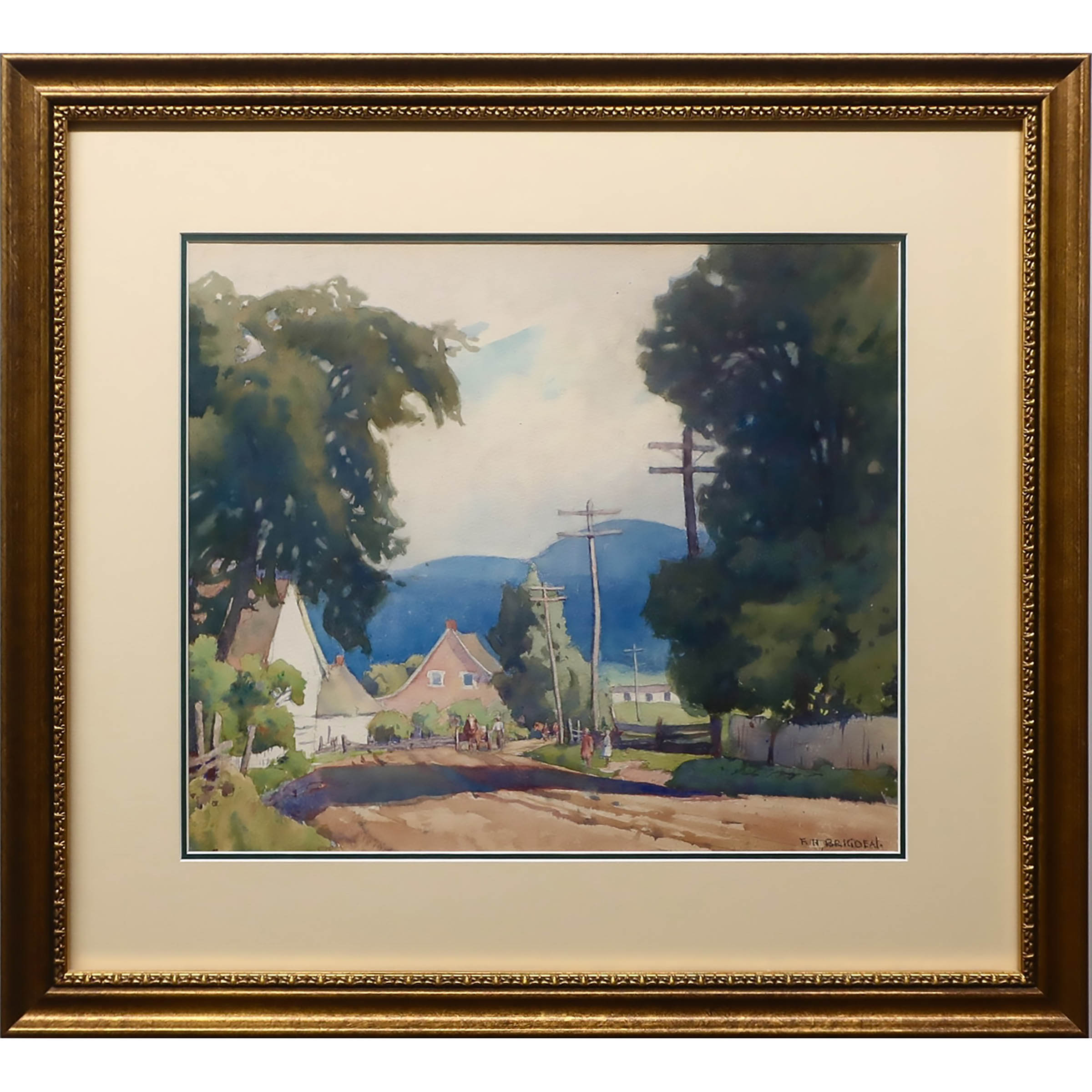 Untitled (Figures and Horses on a Sunlit Village Road)