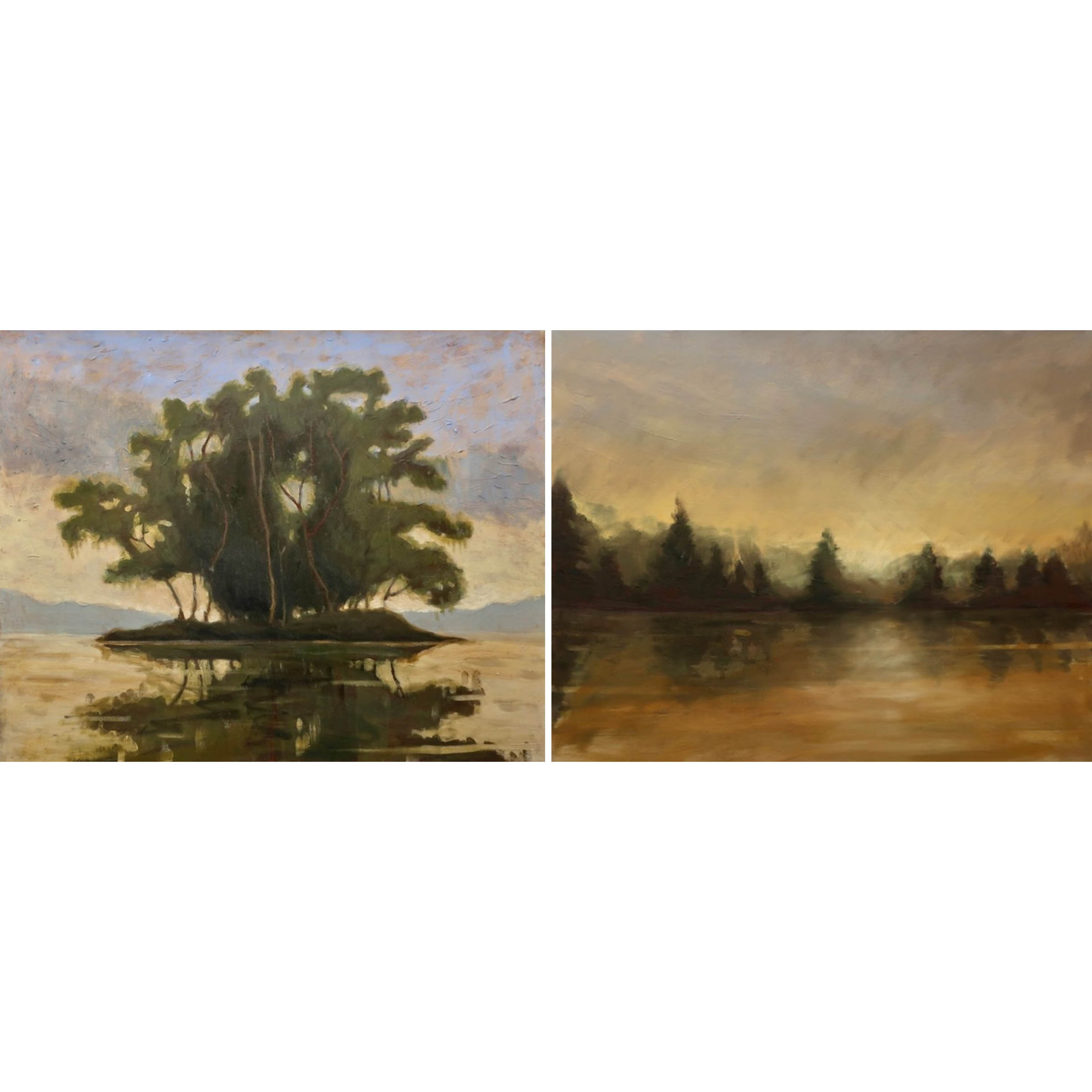 BAY ISLAND; UNTITLED (SUNSET OVER LAKE)