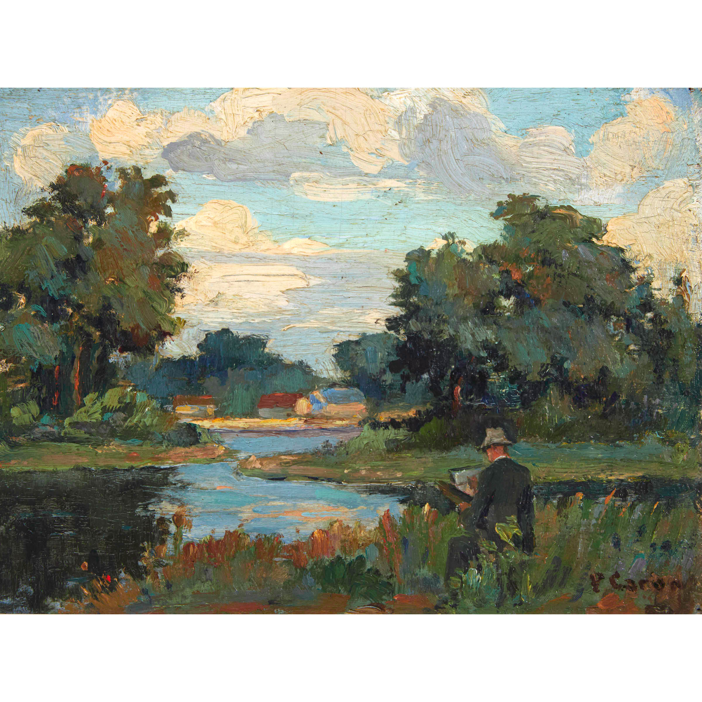 Portrait of Wilkie Kilgour Painting a Landscape (the Sketch)